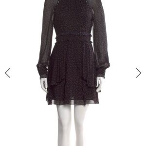 NICHOLAS Black Mini Dress with Tiny Red floral Print